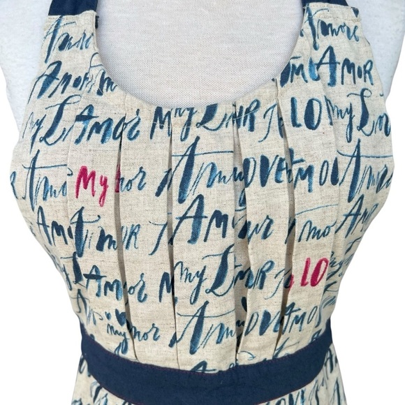 Anthropologie Linea Carta Language of Love Pleated Apron Cotton Linen Amour NWT - Picture 5 of 14